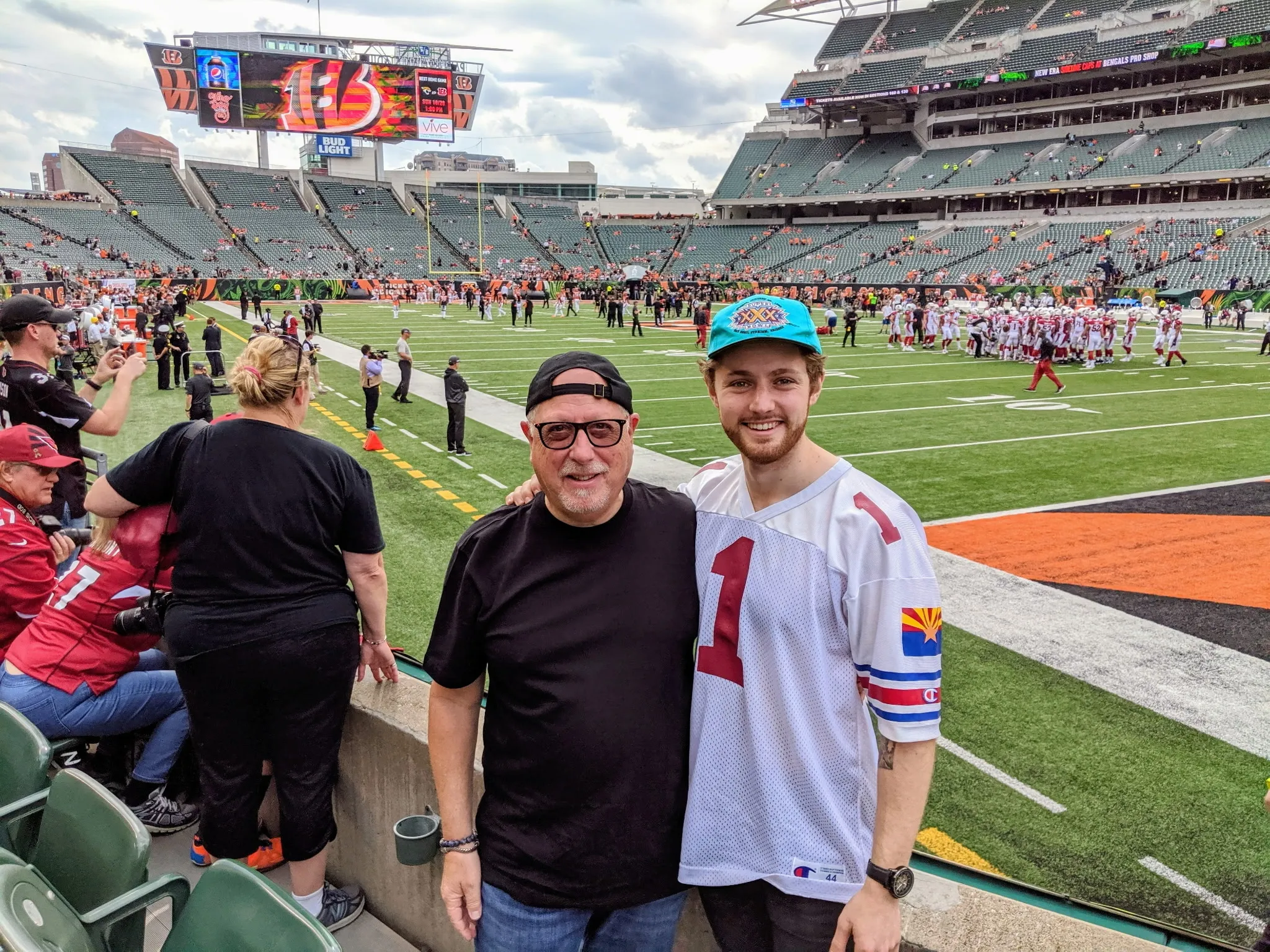 Ray and Zach at a stadium